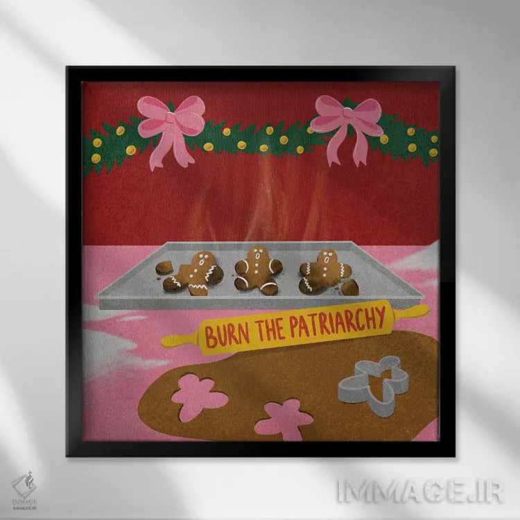 تابلو پدرسالاری را بسوزان اثر هانا رَند - نمای قابدار مشکی