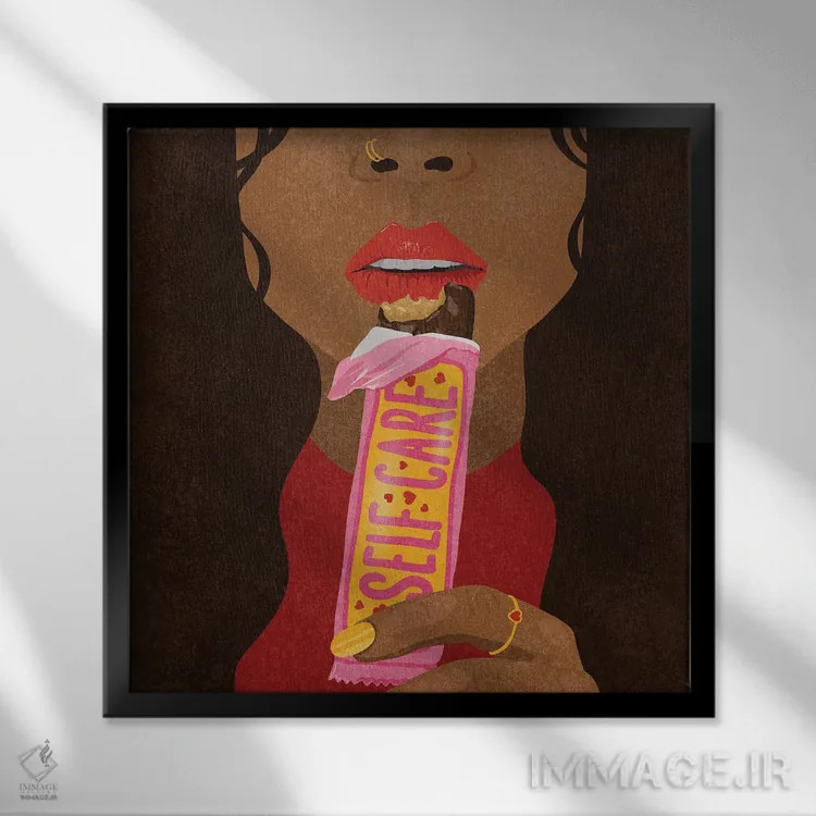 تابلو مراقبت از خود اثر هانا رَند - نمای قابدار مشکی