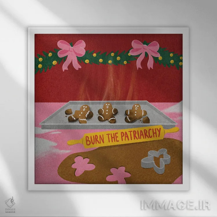 تابلو پدرسالاری را بسوزان اثر هانا رَند - نمای قابدار سفید