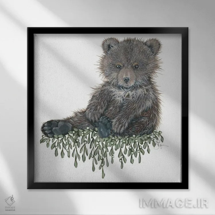 تابلو خرس کوچولو اثر هولیهکس آرت (استودیو هنری) - نمای قابدار مشکی