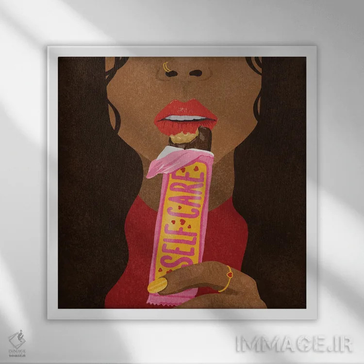 تابلو مراقبت از خود اثر هانا رَند - نمای قابدار سفید