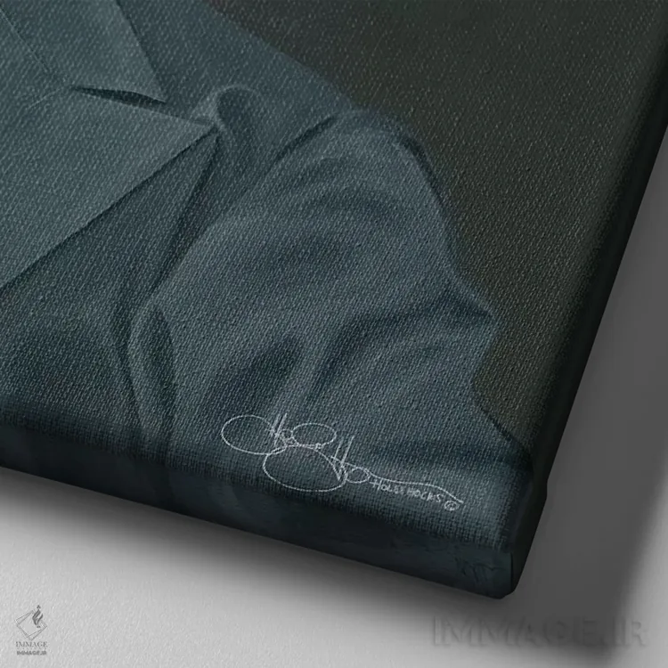 تابلو سگی با کتوشلوار اثر هولیهکس آرت (استودیو هنری) - نمای نزدیک بافت بوم