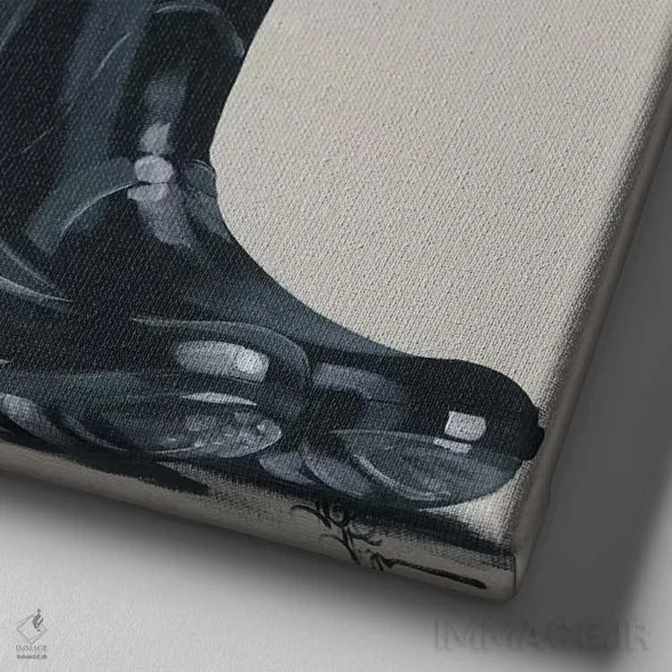 تابلو گلها و چکمههای مشکی اثر هولیهکس آرت (استودیو هنری) - نمای نزدیک بافت بوم