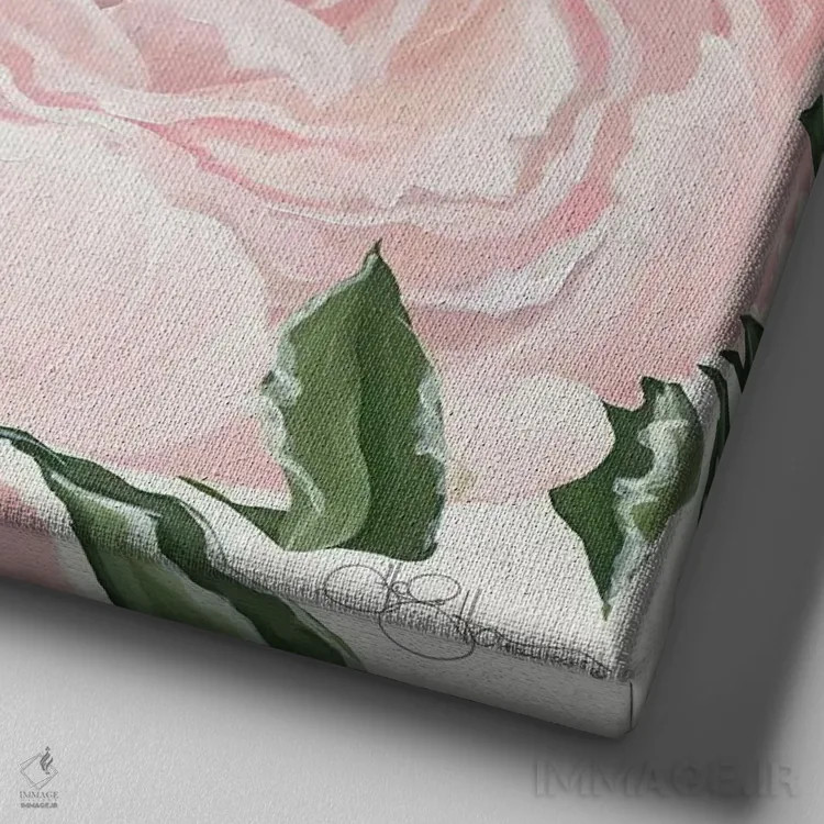 تابلو گلهای صورتی اثر هولیهکس آرت (استودیو هنری) - نمای نزدیک بافت بوم