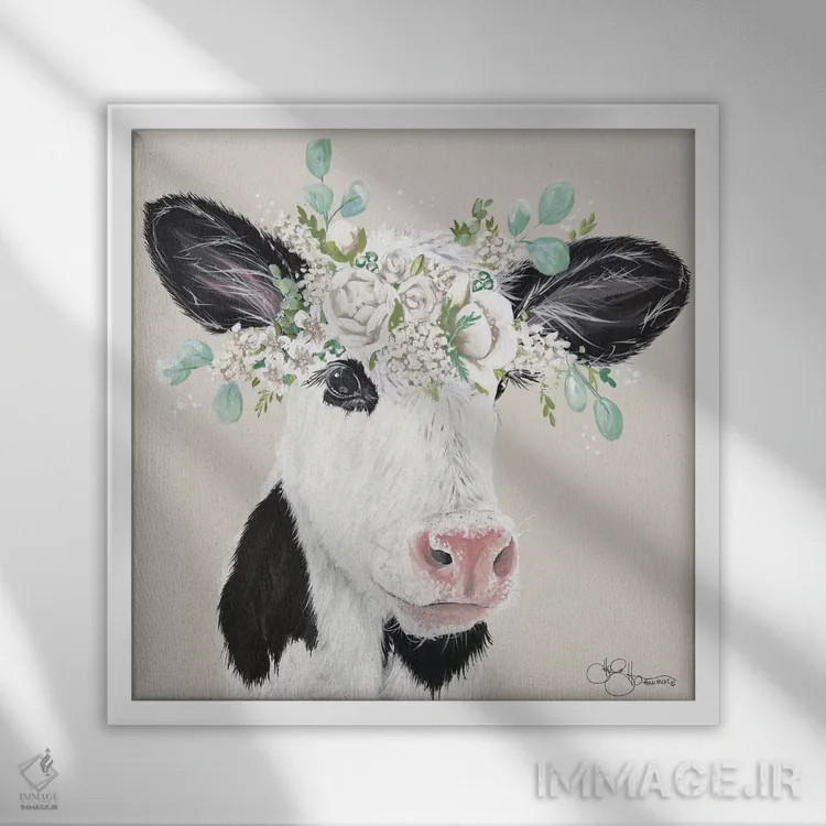 تابلو صبر گاو اثر هولیهکس آرت (استودیو هنری) - نمای قابدار سفید