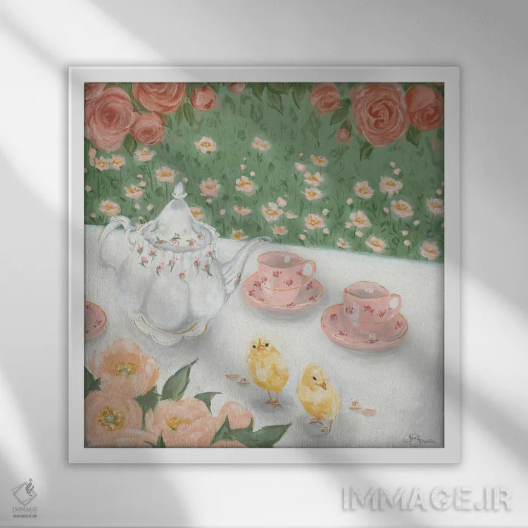 تابلو مهمانی چای اثر هولیهکس آرت (استودیو هنری) - نمای قابدار سفید
