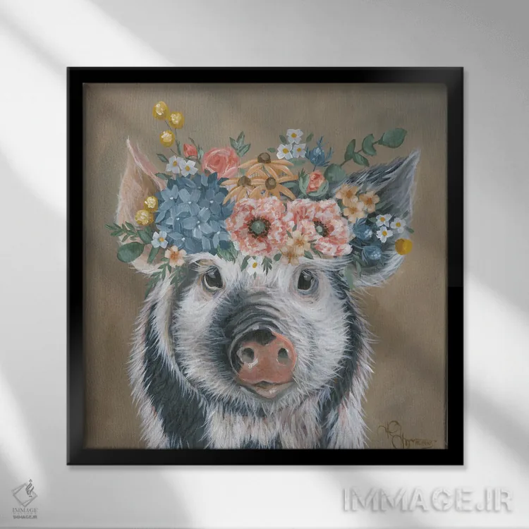 تابلو گلهای شارلوت اثر هولیهکس آرت (استودیو هنری) - نمای قابدار مشکی