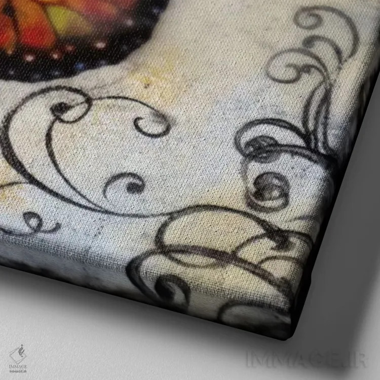 تابلو فلاتربی ۱۲ (بازی با کلمه پروانه / شیء پرنده) اثر هدر آفرود - نمای نزدیک بافت بوم