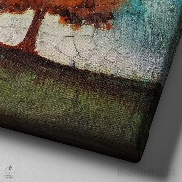 تابلو آسمانهای آبی اثر هدر آفرود - نمای نزدیک بافت بوم