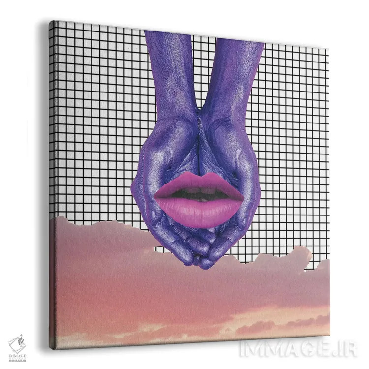 تابلو لبهای فلوئورو (واژه هنری) اثر هانیمون هتل (برند هنری) - نمای پرسپکتیو محصول