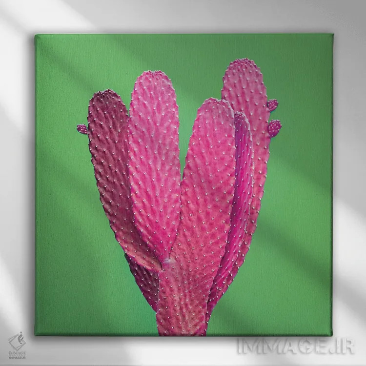 تابلو کاکتوس با درخشش سبز اثر هانیمون هتل (برند هنری) - نمای روبهرو روی دیوار