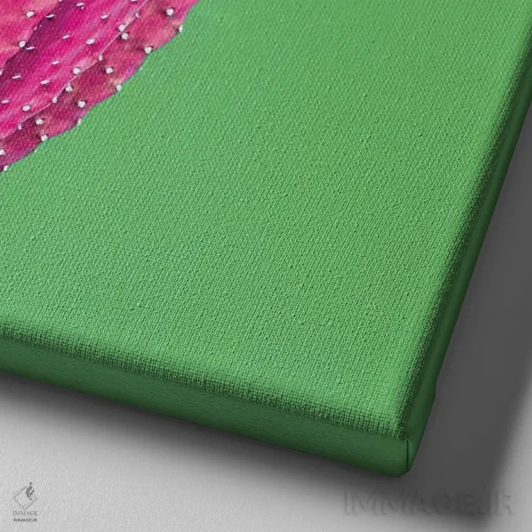 تابلو کاکتوس با درخشش سبز اثر هانیمون هتل (برند هنری) - نمای نزدیک بافت بوم