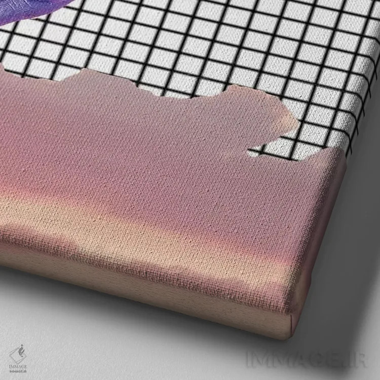 تابلو لبهای فلوئورو (واژه هنری) اثر هانیمون هتل (برند هنری) - نمای نزدیک بافت بوم