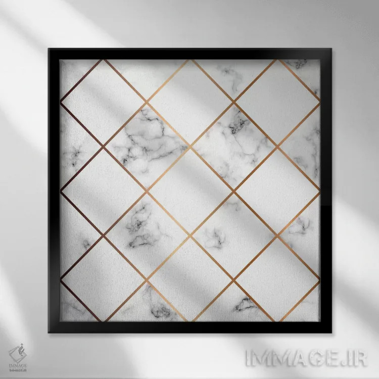 تابلو ژئو ۱ (الهامگرفته از اشکال هندسی) اثر هانیمون هتل (برند هنری) - نمای قابدار مشکی