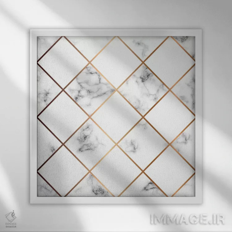 تابلو ژئو ۱ (الهامگرفته از اشکال هندسی) اثر هانیمون هتل (برند هنری) - نمای قابدار سفید