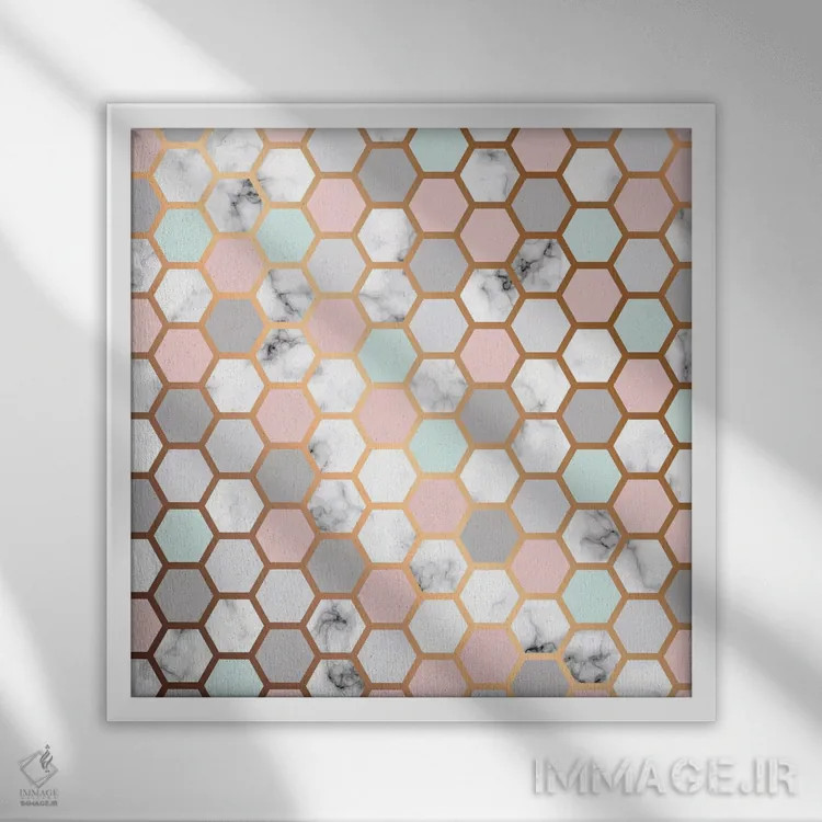 تابلو خانه زنبورعسل اثر هانیمون هتل (برند هنری) - نمای قابدار سفید