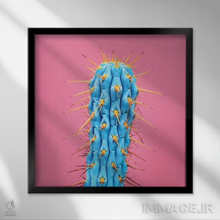 تابلو کاکتوس فرابنفش اثر هانیمون هتل (برند هنری) - نمای قابدار مشکی