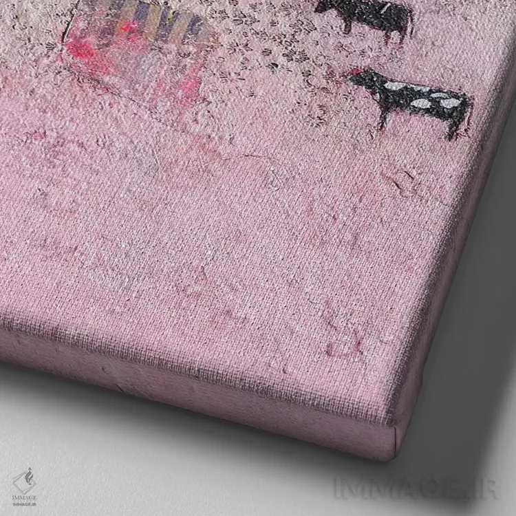 تابلو دختران گاوچران اثر لیزا هاوس - نمای نزدیک بافت بوم