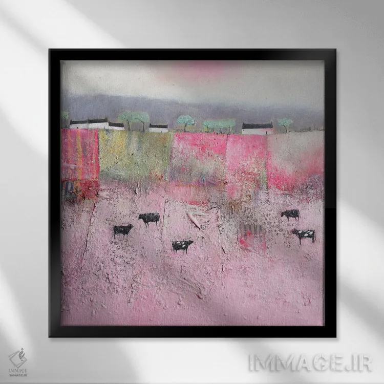 تابلو دختران گاوچران اثر لیزا هاوس - نمای قابدار مشکی