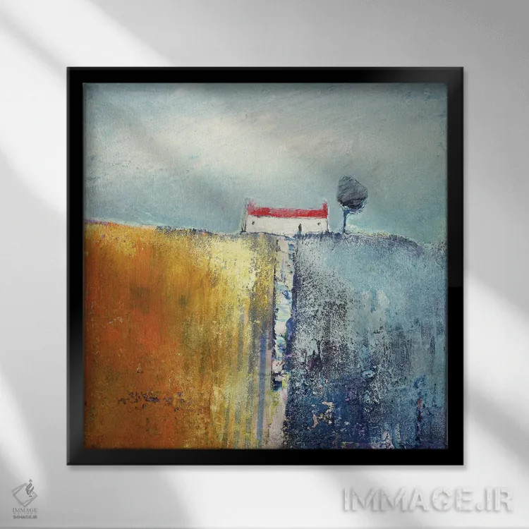 تابلو کلبهی کنار دریا اثر لیزا هاوس - نمای قابدار مشکی