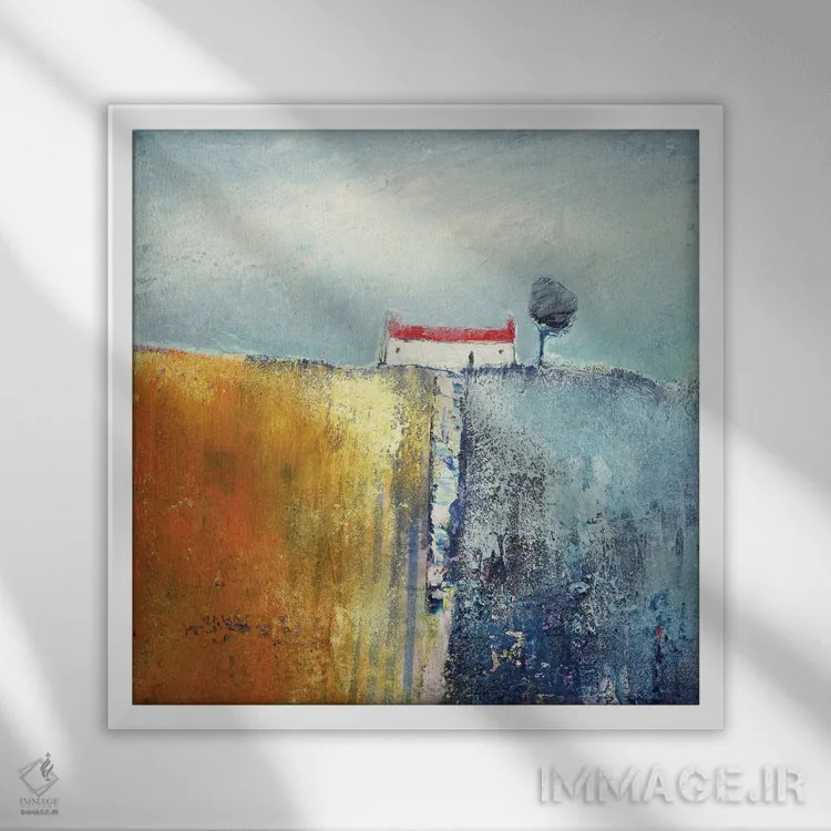 تابلو کلبهی کنار دریا اثر لیزا هاوس - نمای قابدار سفید