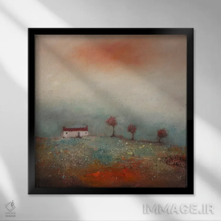 تابلو تپه درخت گیلاس اثر لیزا هاوس - نمای قابدار مشکی