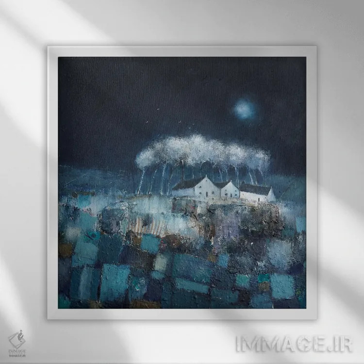 تابلو ماه زمستانی اثر لیزا هاوس - نمای قابدار سفید