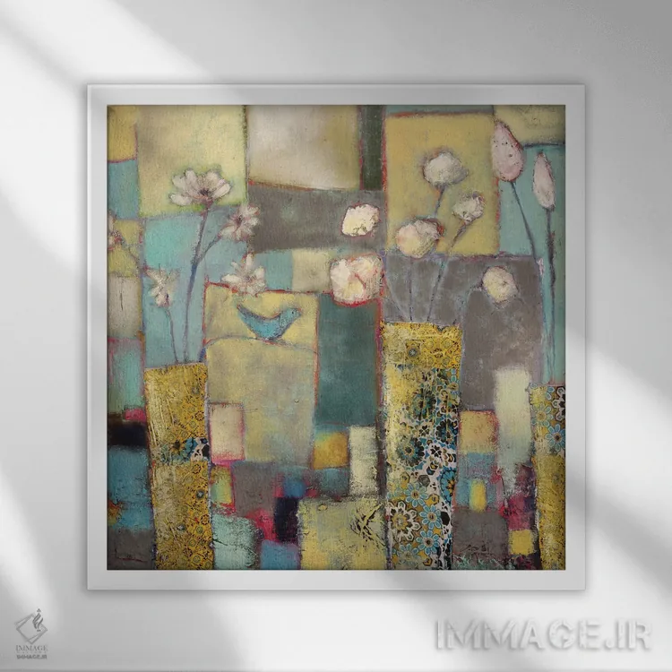 تابلو مرغ آبی قدیمی اثر لیزا هاوس - نمای قابدار سفید