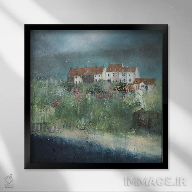 تابلو شهر قدیمی ویتبی اثر لیزا هاوس - نمای قابدار مشکی