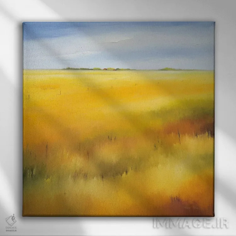 تابلو مزرعه زرد ۲ اثر هانس پاوس - نمای روبهرو روی دیوار