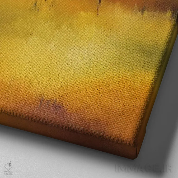 تابلو مزرعه زرد ۲ اثر هانس پاوس - نمای نزدیک بافت بوم