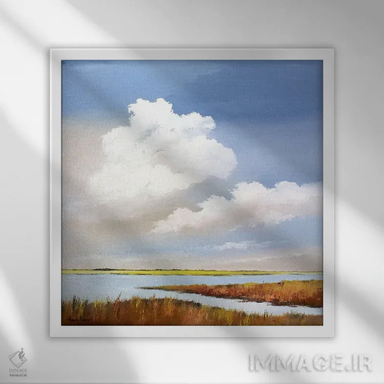 تابلو به سمت دریاچه ۲ اثر هانس پاوس - نمای قابدار سفید