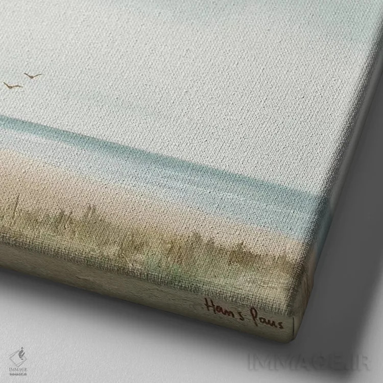 تابلو صبح آفتابی ۳ اثر هانس پاوس - نمای نزدیک بافت بوم