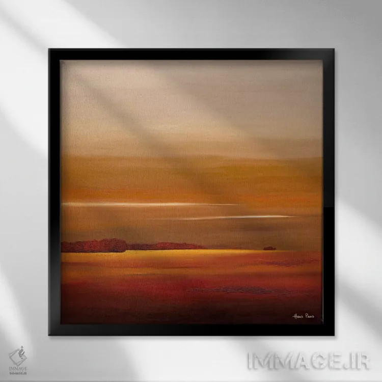 تابلو غروب خورشید ۴ اثر هانس پاوس - نمای قابدار مشکی