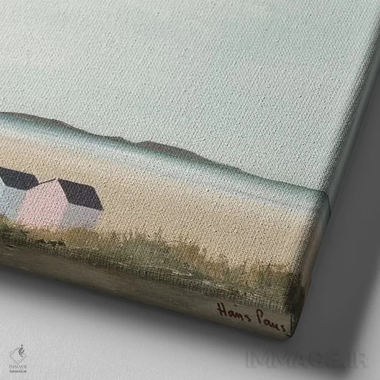 تابلو صبح آفتابی ۴ اثر هانس پاوس - نمای نزدیک بافت بوم