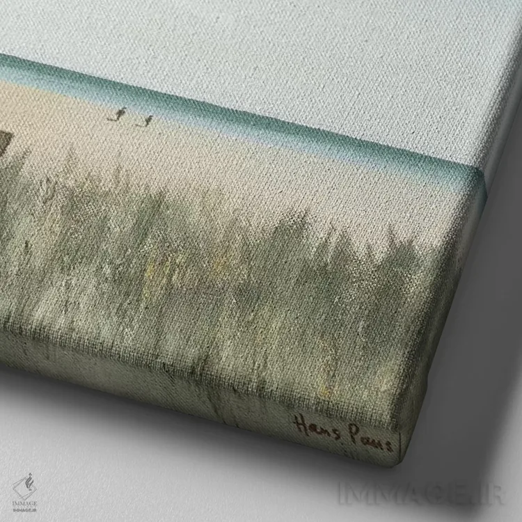 تابلو صبح آفتابی ۲ اثر هانس پاوس - نمای نزدیک بافت بوم