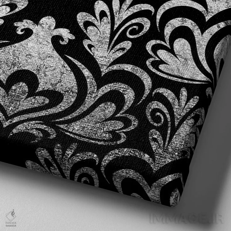 تابلو قطعه نامنسجم سیاه و نقرهای اثر فایو بای فایو کالکتیو - نمای نزدیک بافت بوم