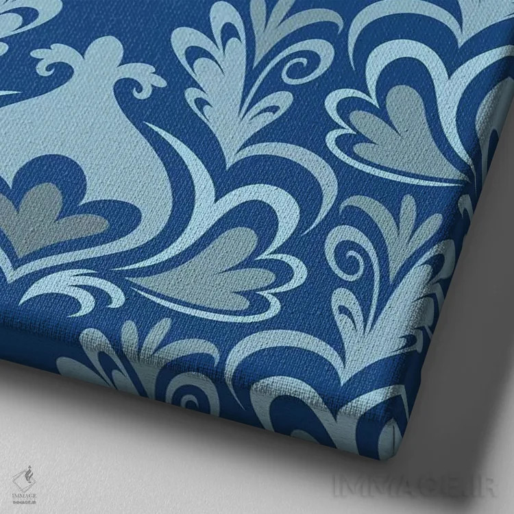 تابلو قطعه نامنسجم آبی و آبی روشن اثر فایو بای فایو کالکتیو - نمای نزدیک بافت بوم