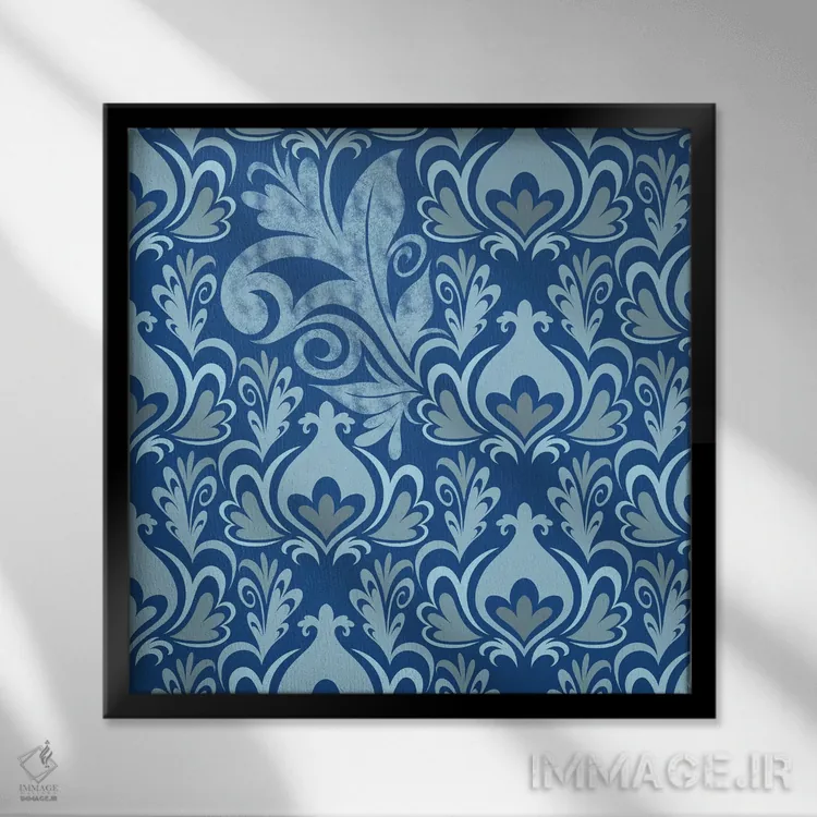 تابلو قطعه نامنسجم آبی و آبی روشن اثر فایو بای فایو کالکتیو - نمای قابدار مشکی