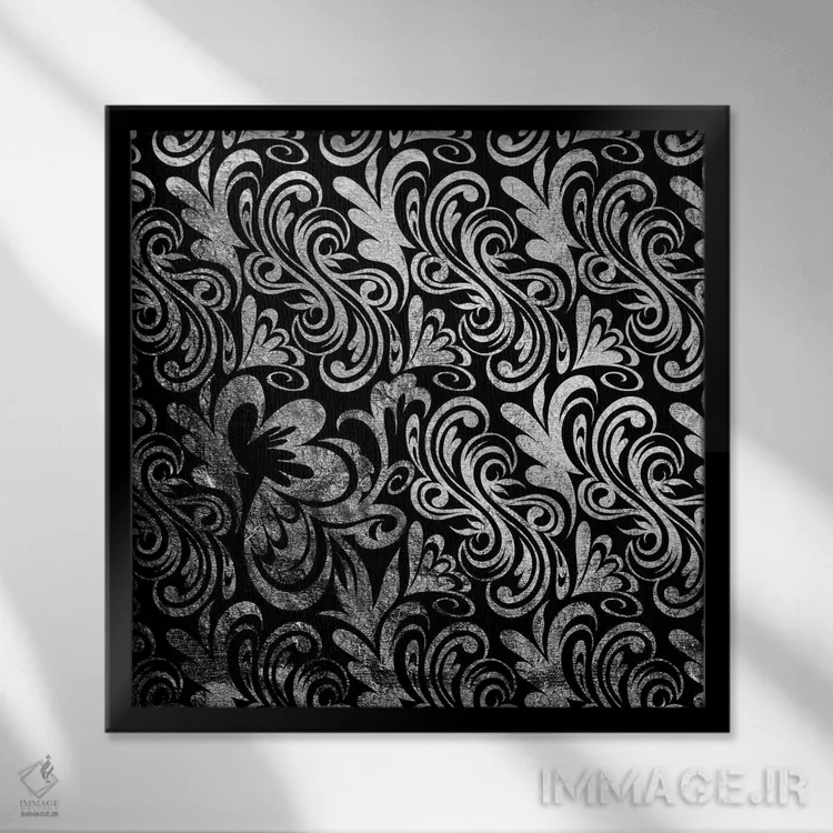 تابلو عنصر صلح سیاه و نقرهای اثر فایو بای فایو کالکتیو - نمای قابدار مشکی