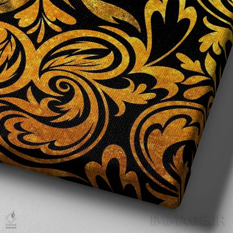 تابلو نمای پنهان سیاه و طلایی اثر فایو بای فایو کالکتیو - نمای نزدیک بافت بوم