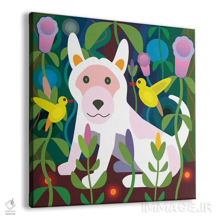 تابلو باغ سگ سفید اثر چارلز هارکر - نمای پرسپکتیو محصول