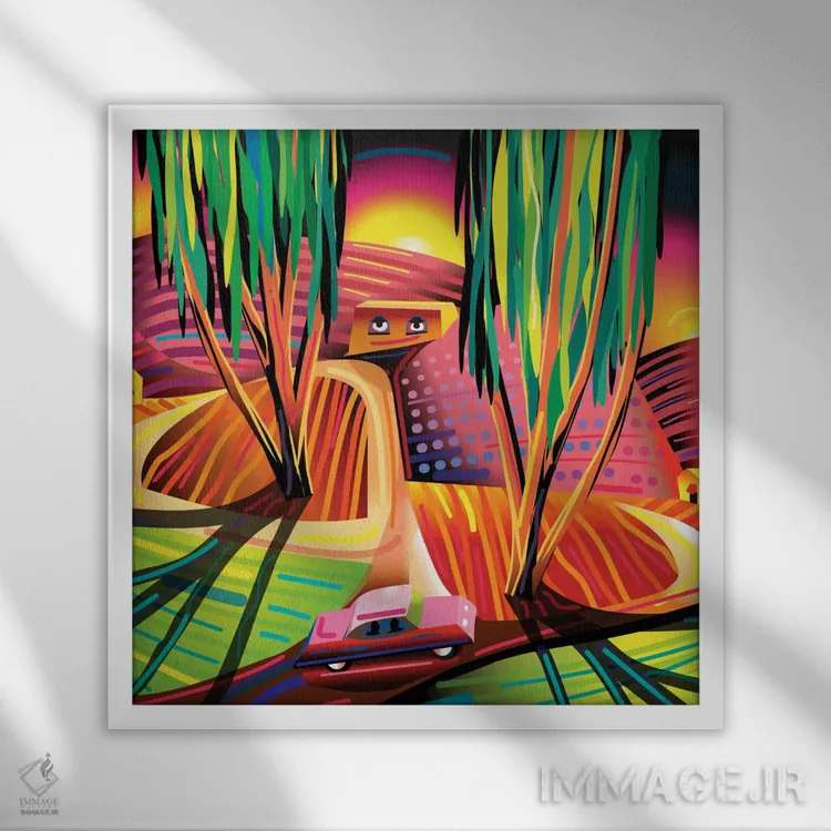 تابلو جمهوری گوریلها اثر چارلز هارکر - نمای قابدار سفید