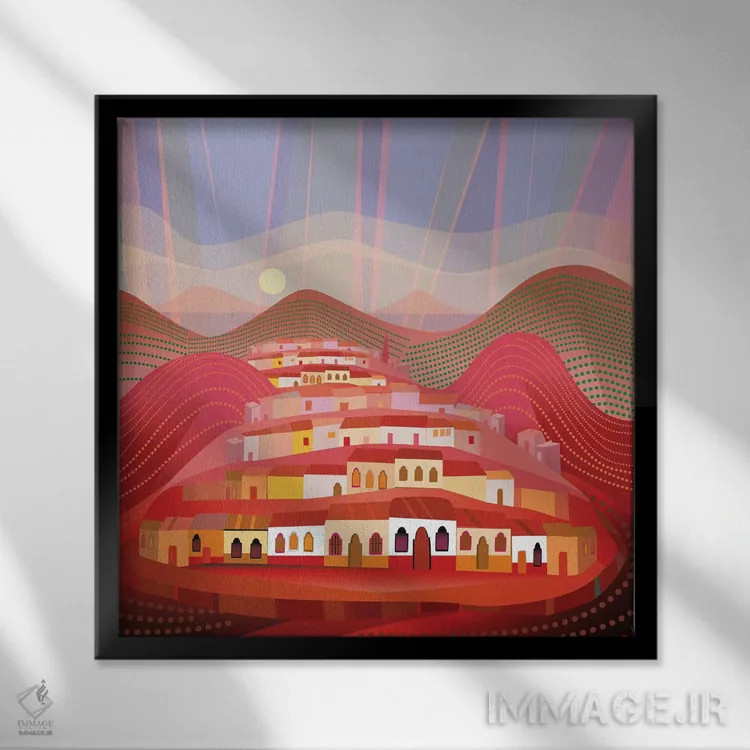 تابلو میچوآکان (نام ایالت مکزیک) اثر چارلز هارکر - نمای قابدار مشکی