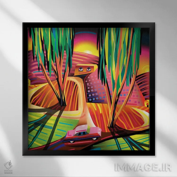 تابلو جمهوری گوریلها اثر چارلز هارکر - نمای قابدار مشکی