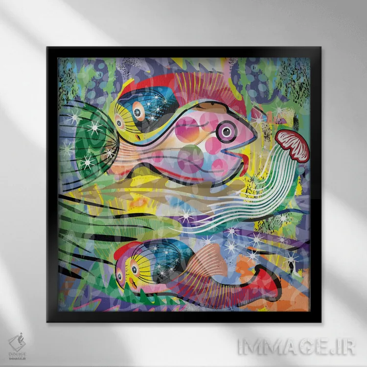 تابلو ماریسوس (غذاهای دریایی به اسپانیایی) اثر چارلز هارکر - نمای قابدار مشکی