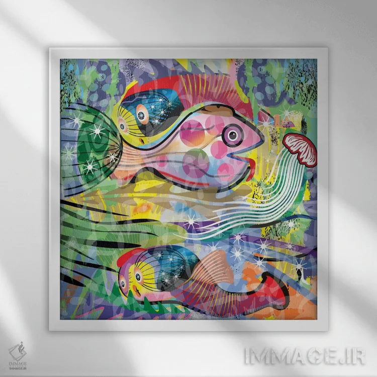 تابلو ماریسوس (غذاهای دریایی به اسپانیایی) اثر چارلز هارکر - نمای قابدار سفید