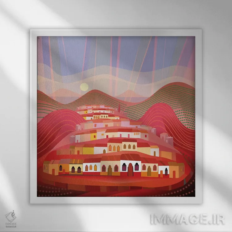 تابلو میچوآکان (نام ایالت مکزیک) اثر چارلز هارکر - نمای قابدار سفید