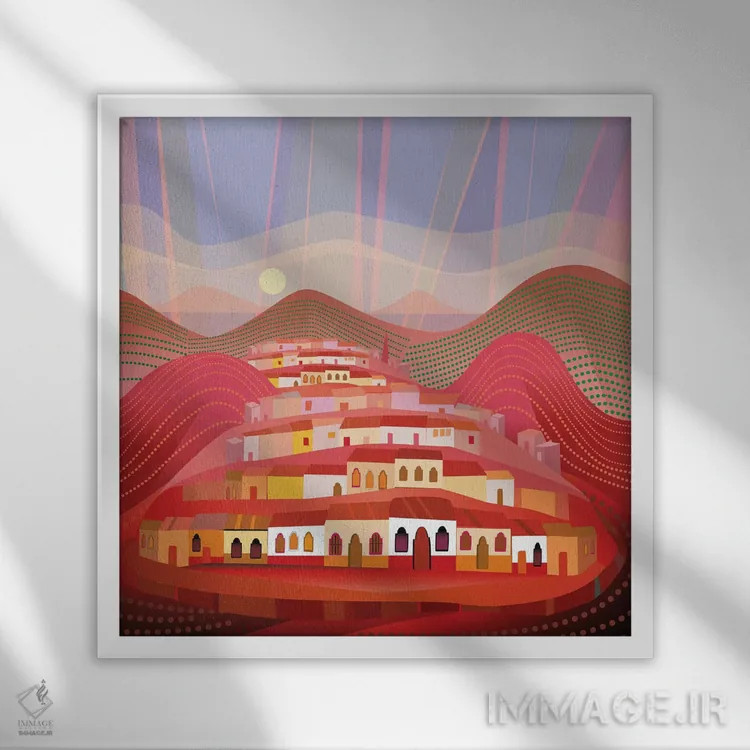 تابلو میچوآکان (نام ایالت مکزیک) اثر چارلز هارکر - نمای قابدار سفید