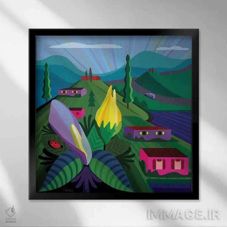 تابلو دریاچه چاپالا اثر چارلز هارکر - نمای قابدار مشکی